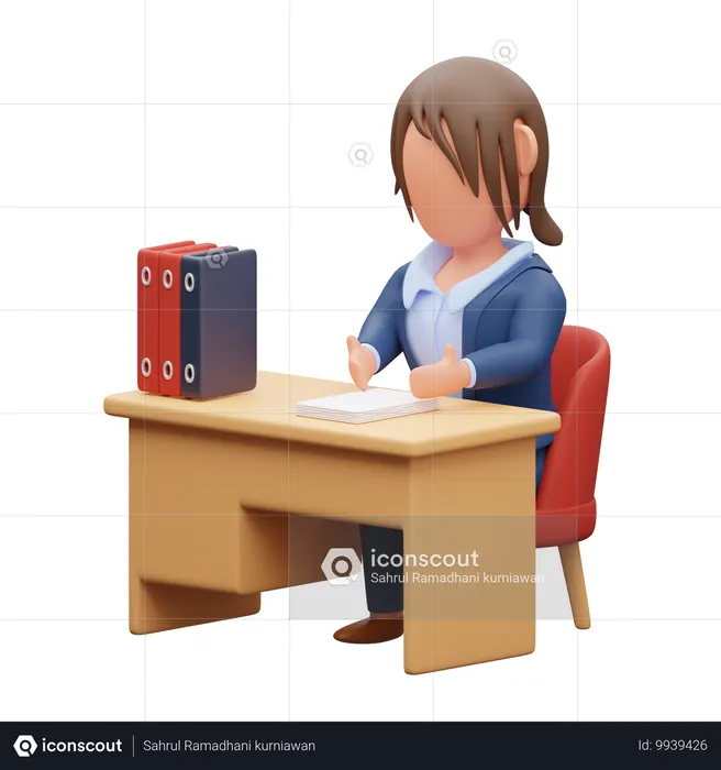 Femme d'affaires au bureau  3D Illustration