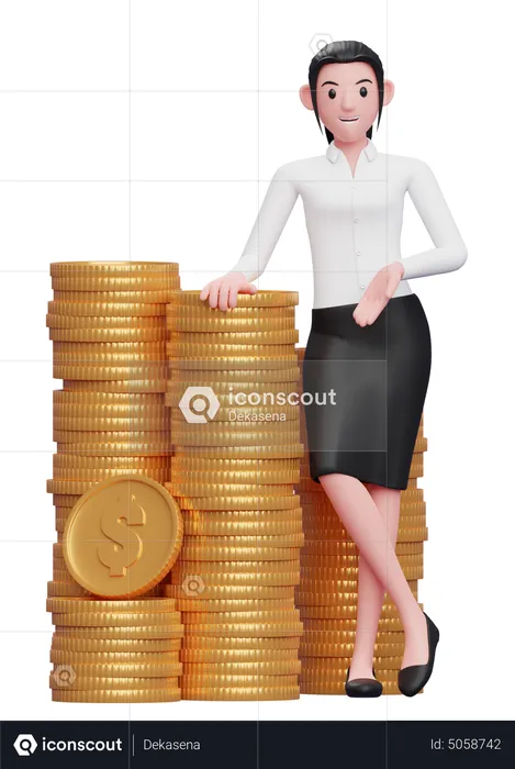 Femme d'affaires avec beaucoup de capital  3D Illustration