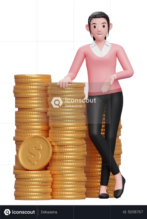 Femme d'affaires avec beaucoup de capital  3D Illustration