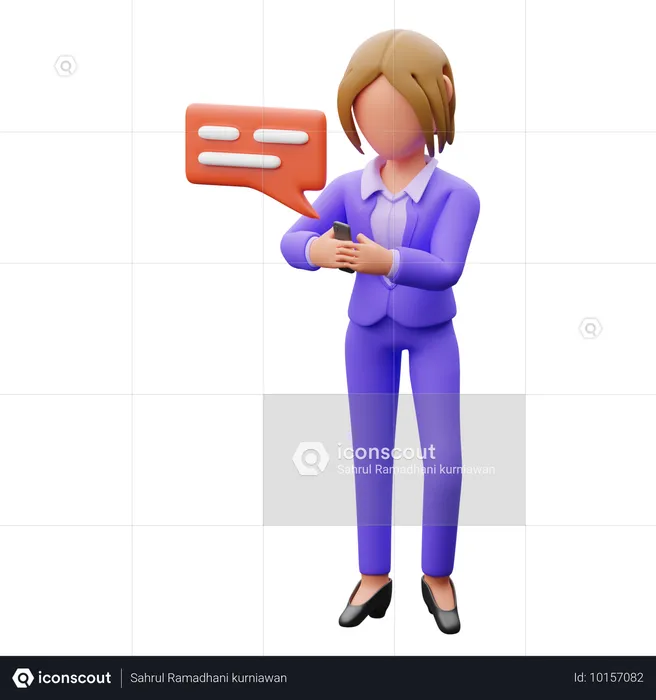 Femme d'affaires faisant une conversation mobile  3D Illustration