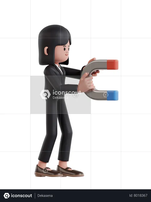 Femme Affaires, Tenue, Aimant, Attirer, Profits  3D Illustration