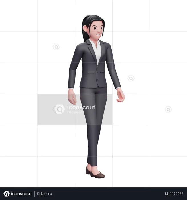 Femme d'affaires marchant portant des vêtements formels  3D Illustration