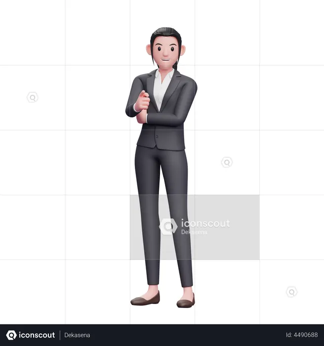 Femme d'affaires pointant devant  3D Icon