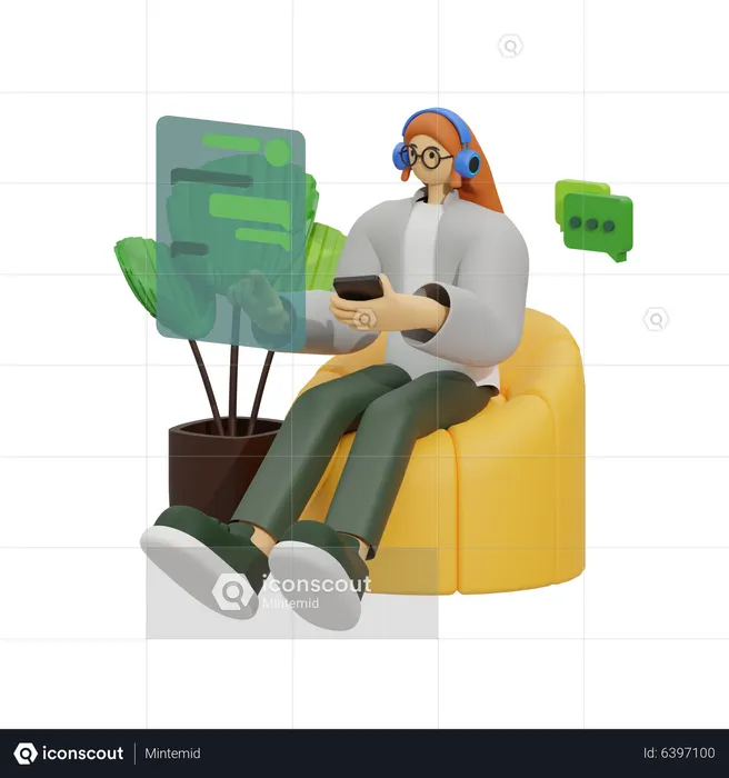 Femme discutant sur un canapé  3D Icon