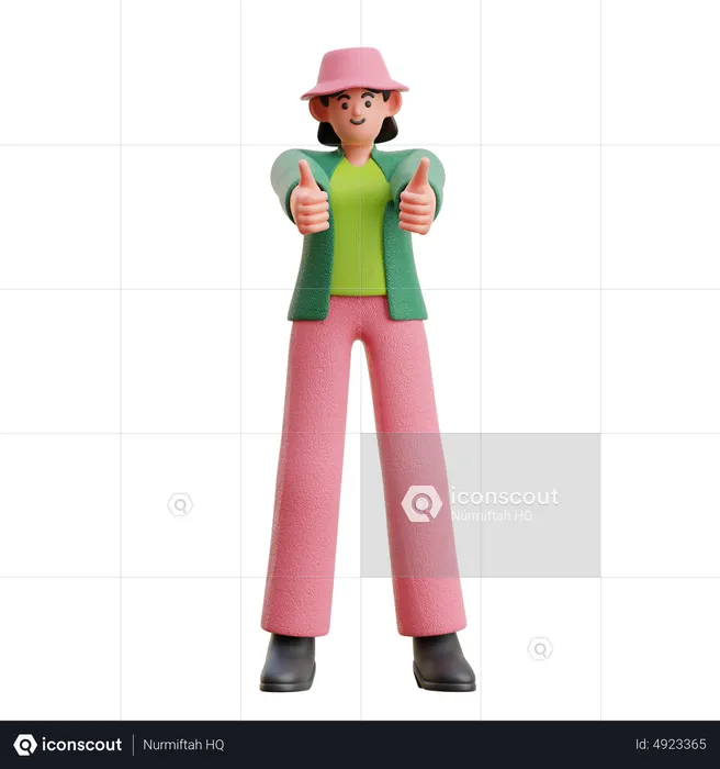 Femme donnant des likes avec les mains  3D Icon