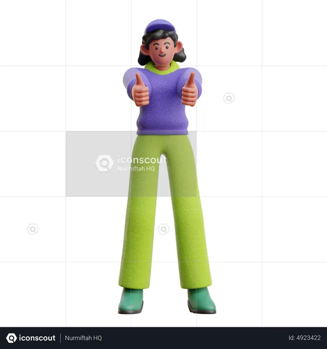 Femme donnant des likes avec les mains  3D Icon