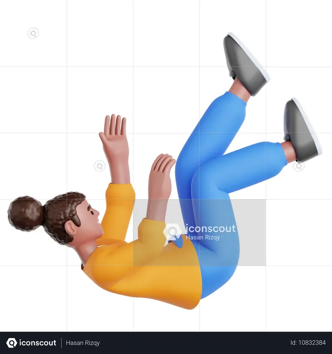 Femme qui tombe  3D Illustration