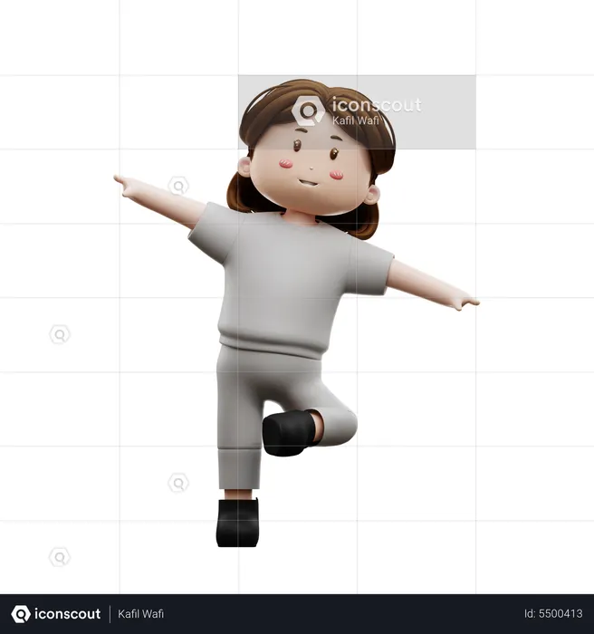 Femme, séance d'entraînement, corps, étirement  3D Illustration
