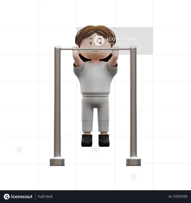 Femme, séance d'entraînement, traction  3D Illustration