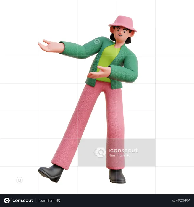 Femme qui fait la bienvenue  3D Icon