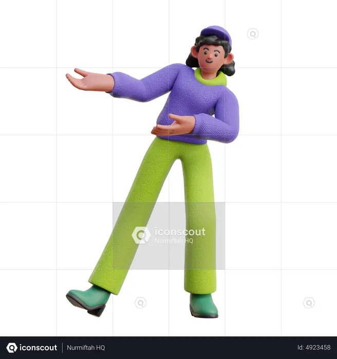 Femme faisant bienvenue  3D Icon