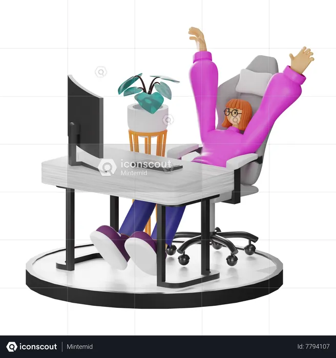 Femme se relaxant après le travail  3D Illustration