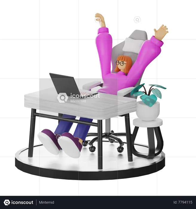 Femme se relaxant après le travail  3D Illustration