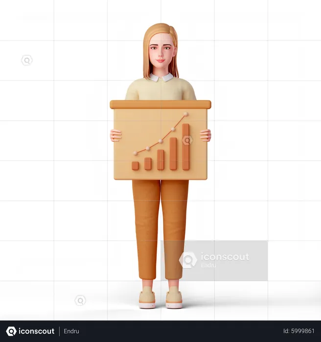 Femme saisissant le tableau infographique du conseil d'administration de l'entreprise  3D Illustration