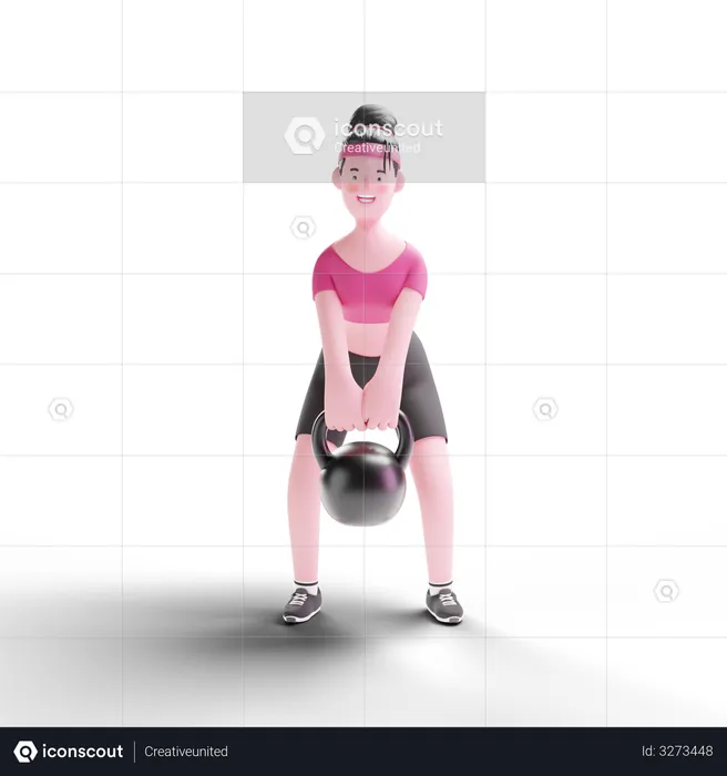 Femme, musculation  3D Illustration