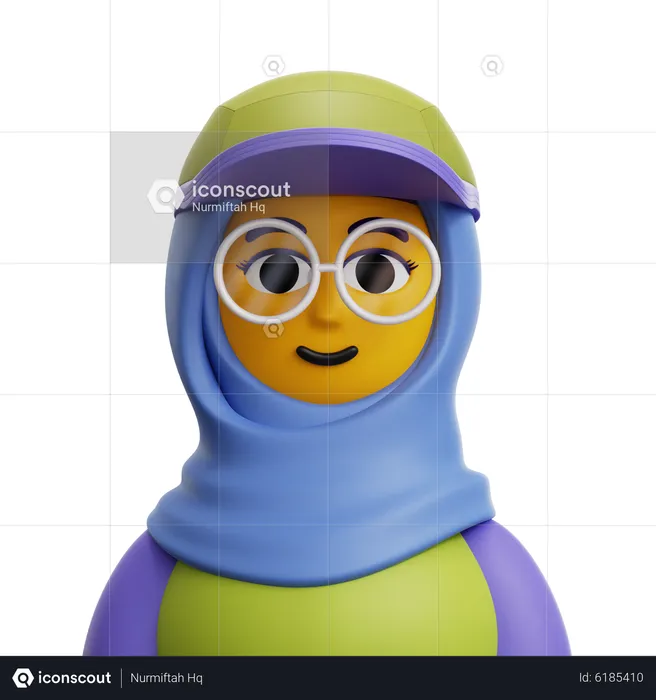 Femme Hijab avec des lunettes  3D Icon