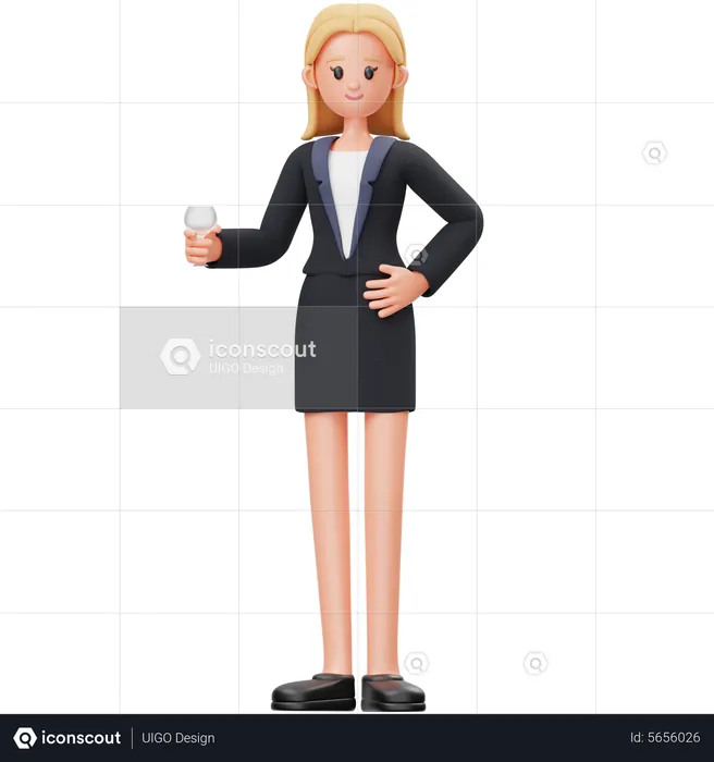 Femme tient un verre  3D Illustration