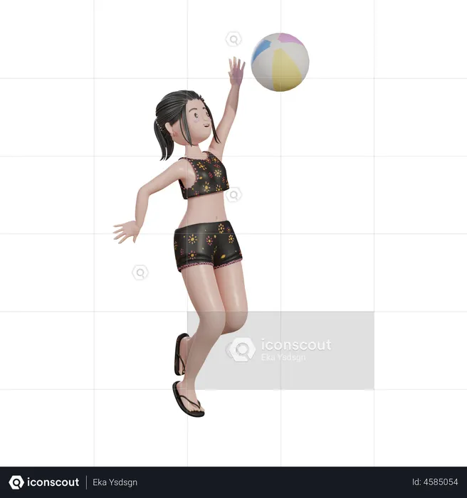 Femme jouant au volley-ball sur la plage  3D Icon