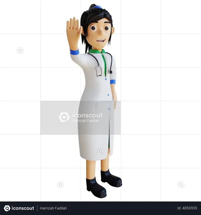 Femme médecin disant bonjour  3D Illustration