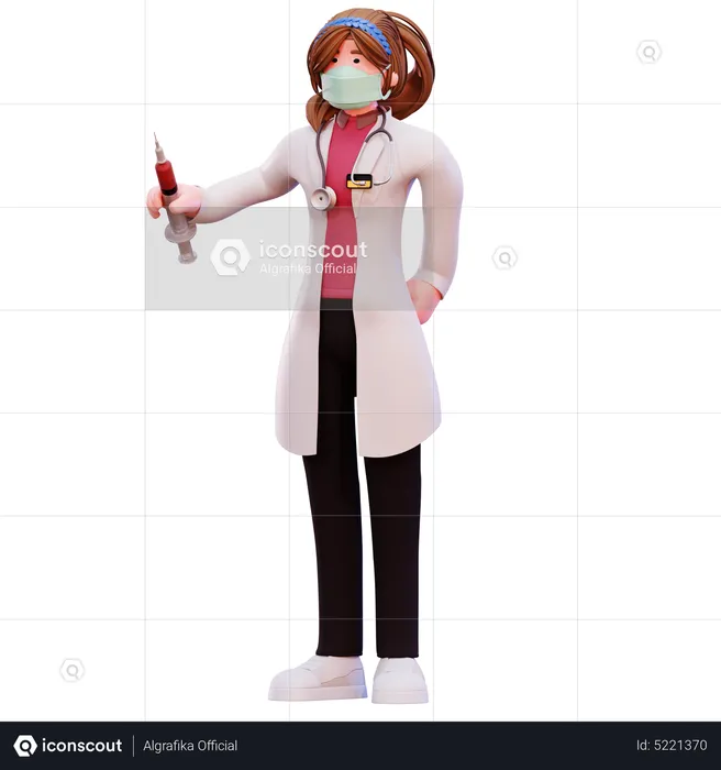 Femme médecin donnant le vaccin  3D Illustration