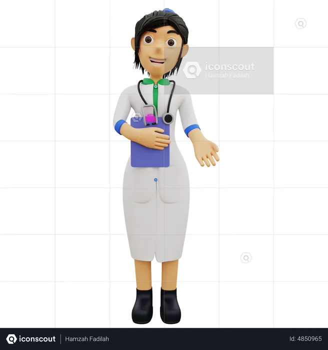 Femme médecin fournissant de l'aide  3D Illustration