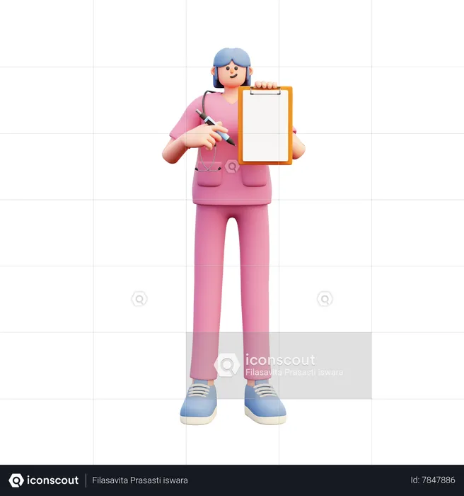 Femme médecin montrant un rapport médical  3D Illustration