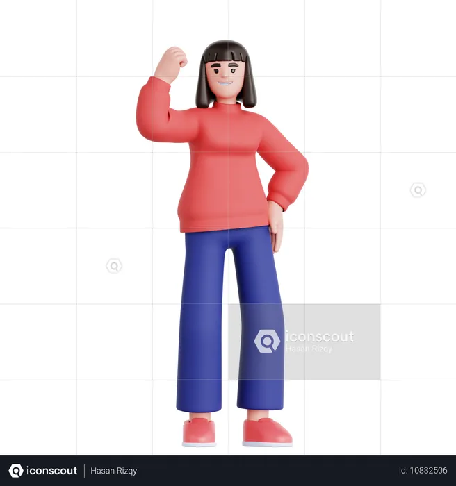 Femme montrant les muscles de son bras  3D Illustration