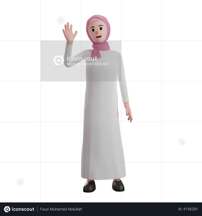 Femme musulmane agitant la main levée  3D Illustration