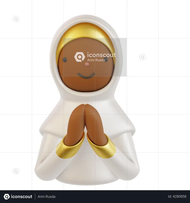 Femme musulmane avec geste de la main salam  3D Icon