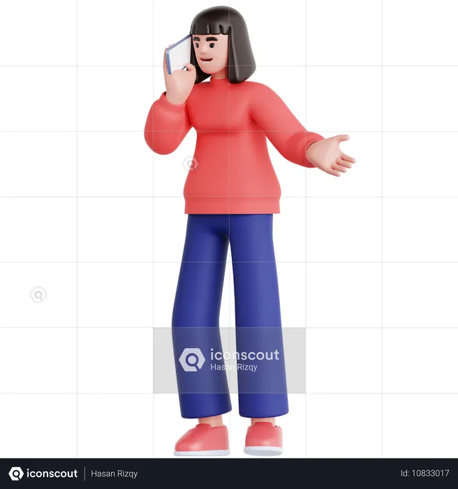 Femme parlant au téléphone portable  3D Illustration