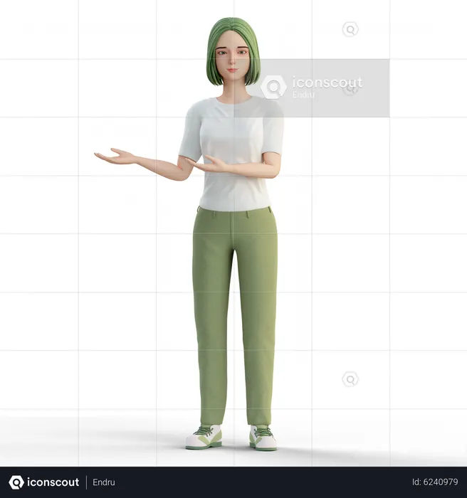 Femme présentant quelque chose  3D Icon