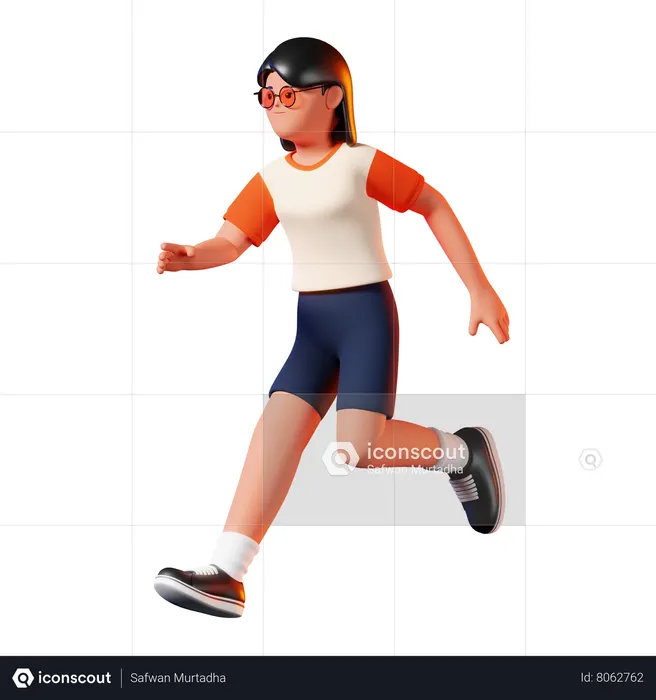 Femme qui court pose  3D Icon
