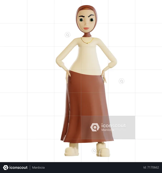 Femme saoudienne mettant la main sur la taille  3D Illustration