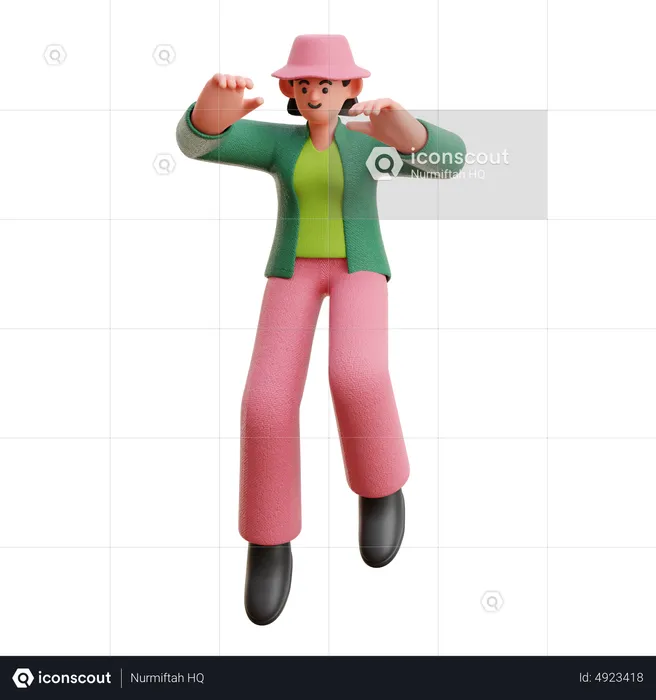 Femme Saut Flottant  3D Illustration