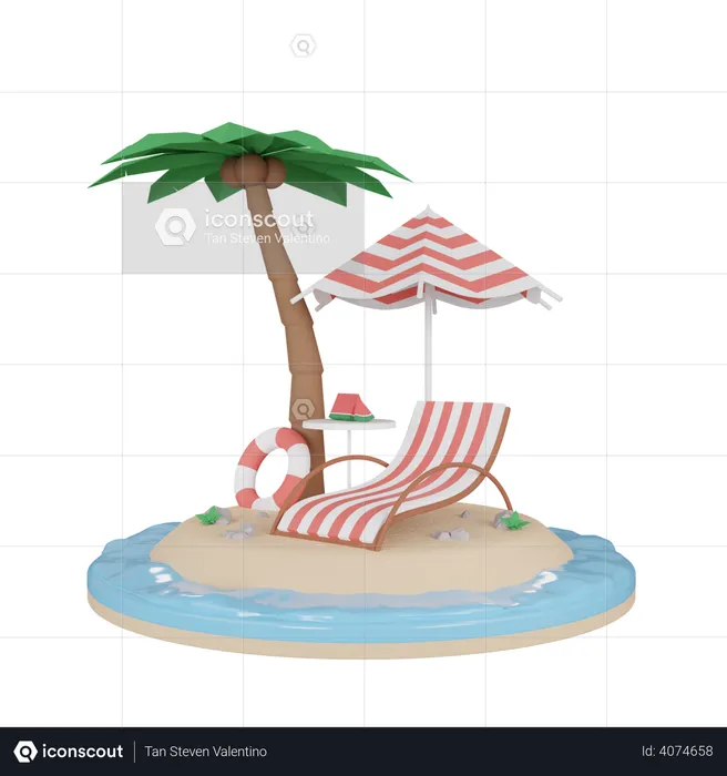 Feriado de Praia  3D Illustration