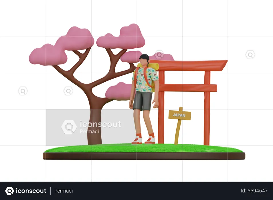 Férias no Japão  3D Illustration