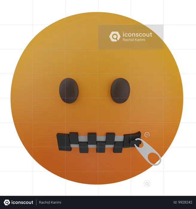 Visage de bouche à glissière Emoji 3D Icon