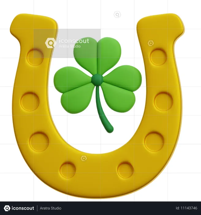 Ferraduras com folha de trevo  3D Icon
