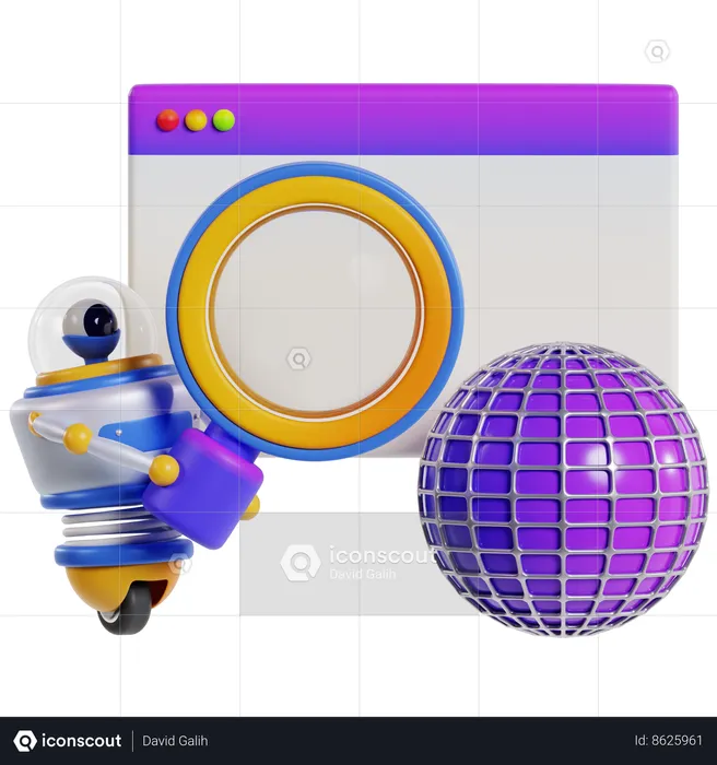 Pesquisa de ferramentas de otimização de SEO  3D Icon