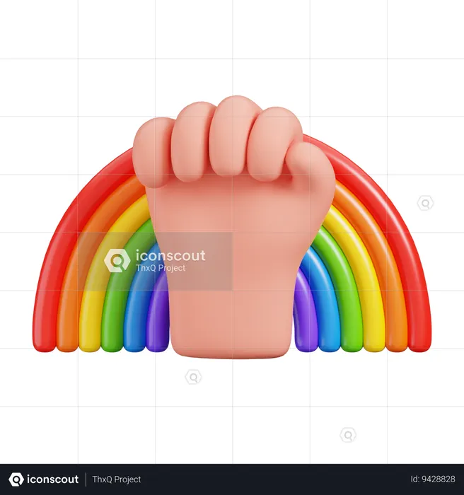 Fest Hand with Rainbow  3D Icon