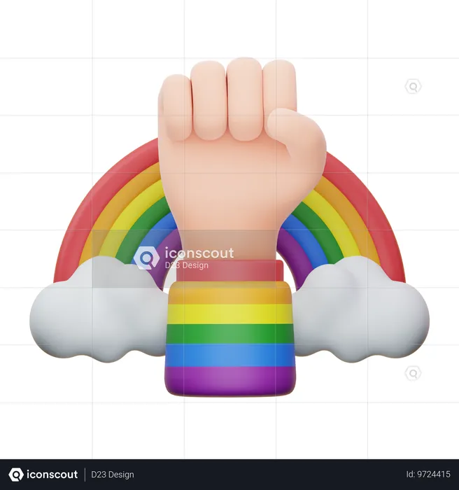 Main de fête avec arc-en-ciel  3D Icon