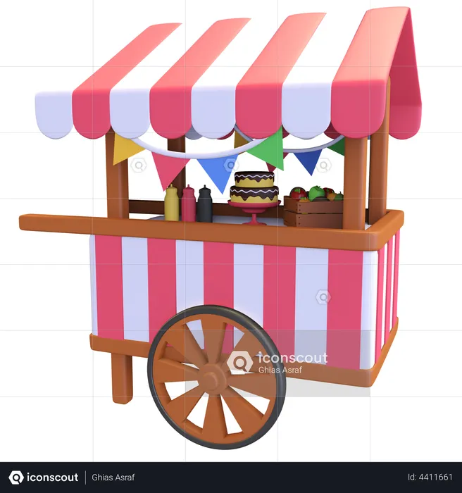 Festival food cart icon  3D Illustration