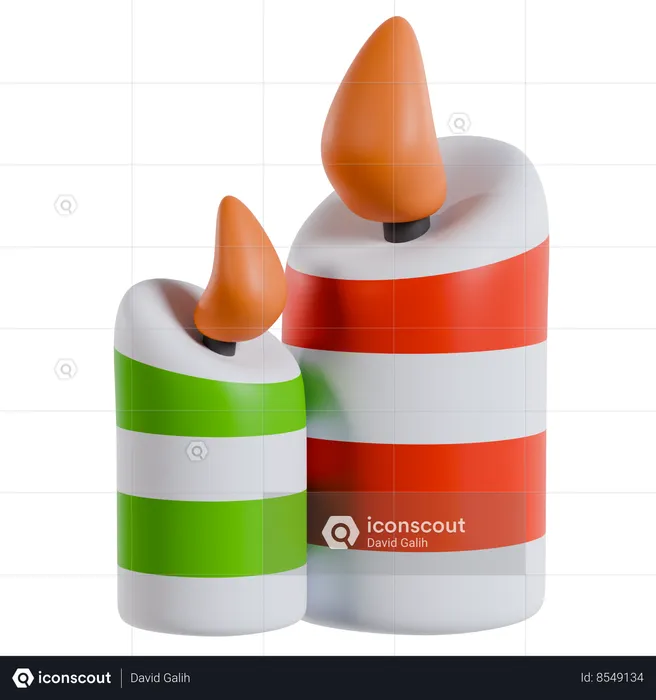 Festive Christmas Candles  3D Icon