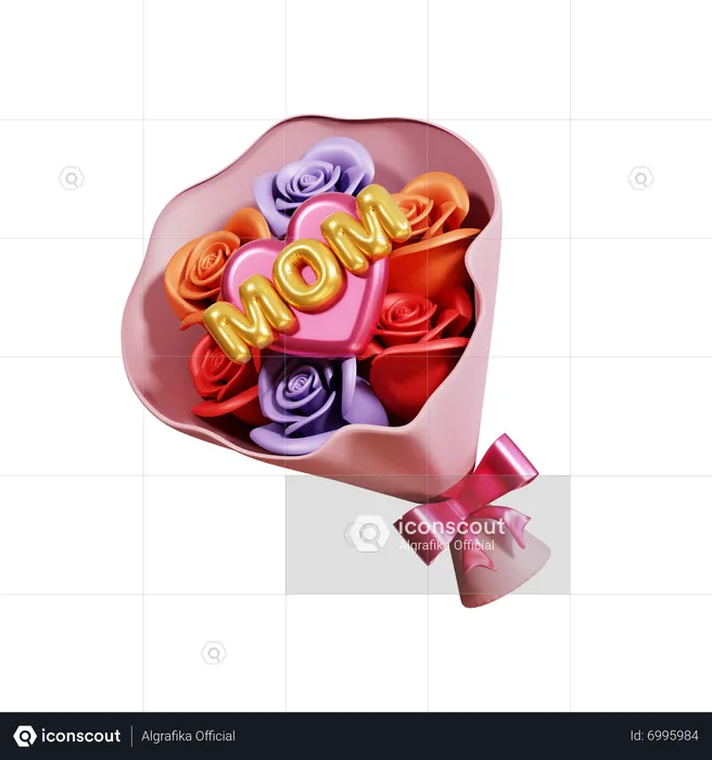 Bouquet de fleurs pour la fête des mères  3D Icon