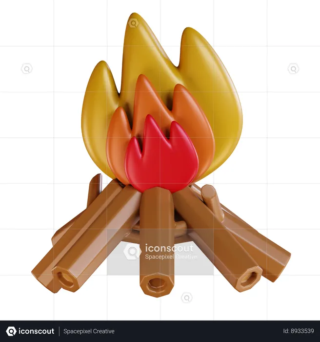 Feu de camp  3D Icon