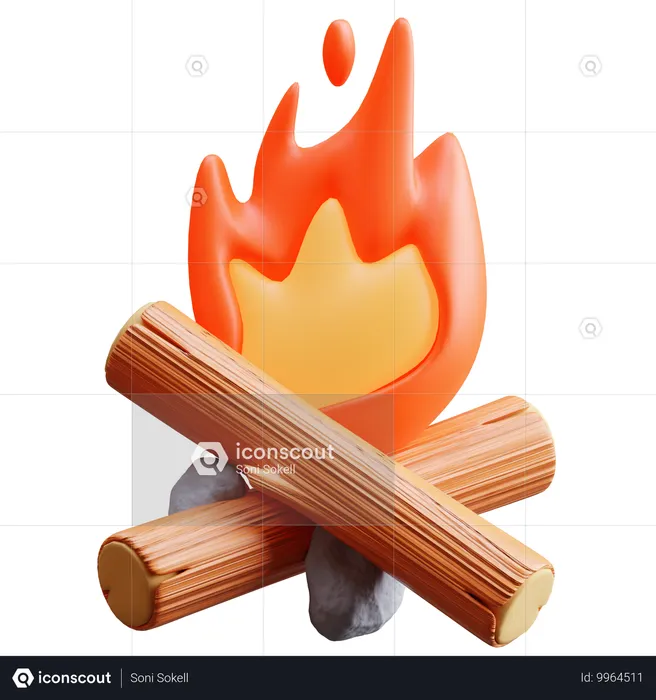 Feu de camp  3D Icon