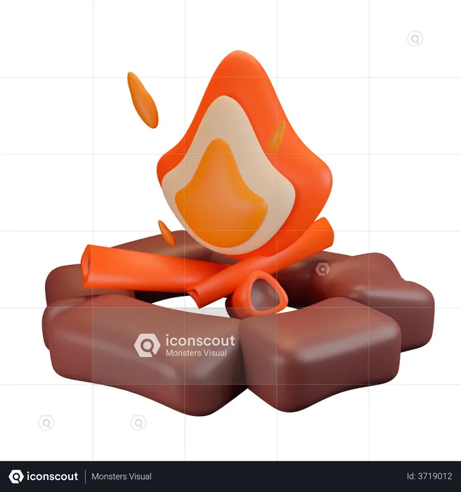 Feu de camp  3D Icon