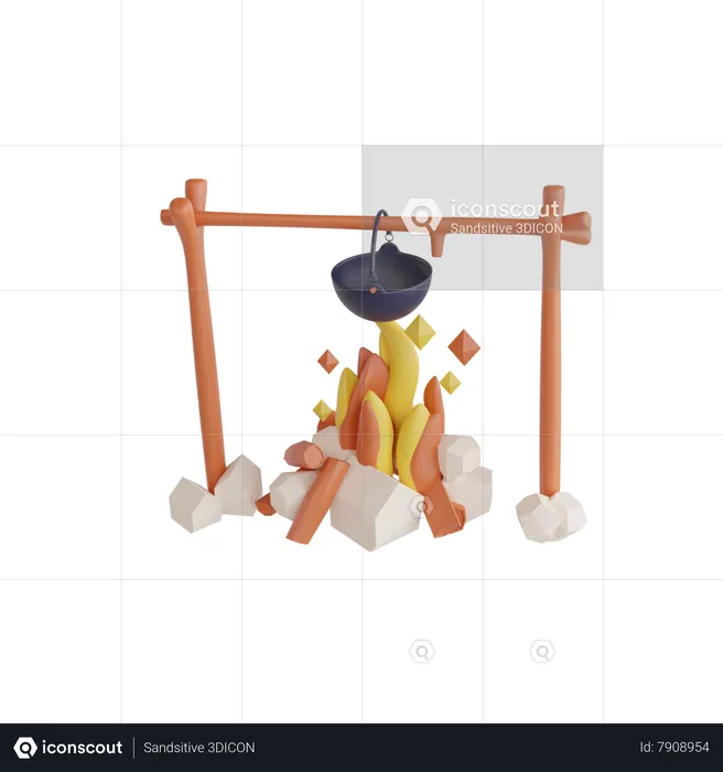 Cuisine au feu de camp  3D Icon