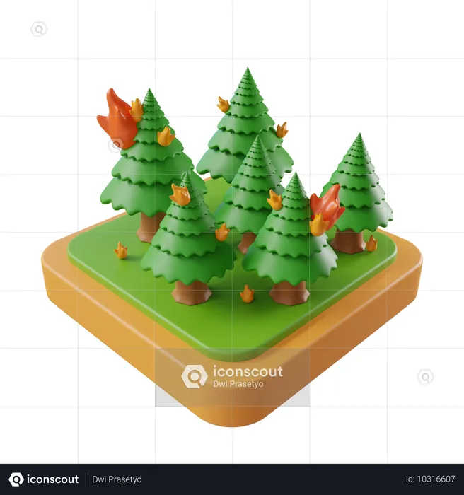 Feu de forêt  3D Icon