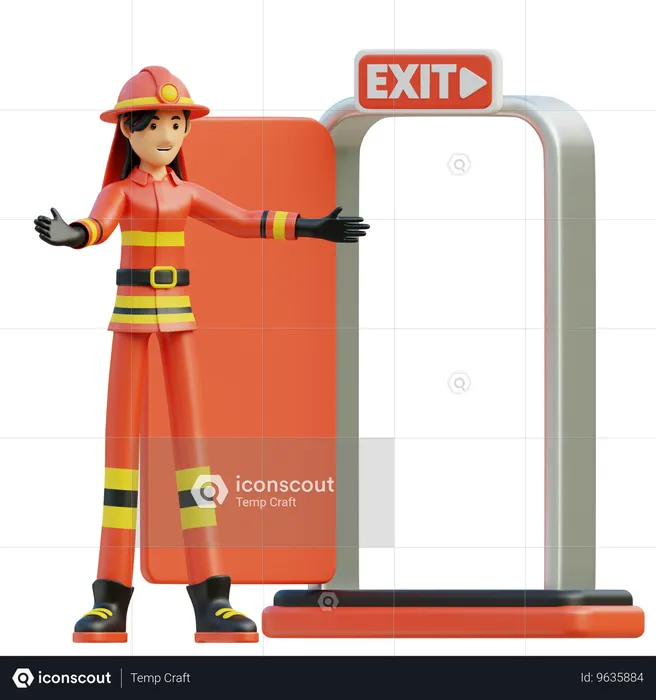 Feuerwehrfrau leitet  3D Illustration